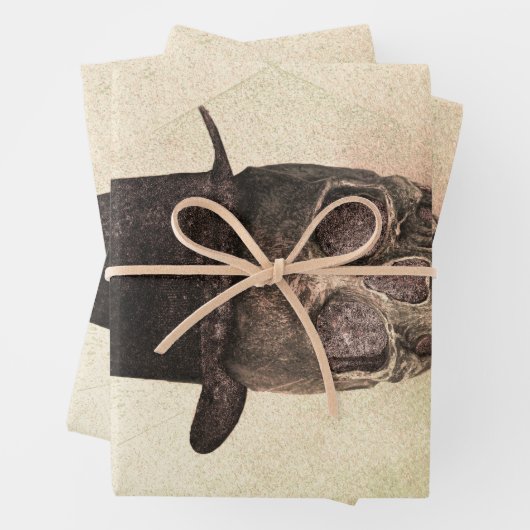 Schuif met bovenste  beige geitetextuur inpakpapier vel (In situ)