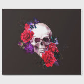 Schuif met donkere bloemen en rode rozen zee cadeaupapier (Vlak)