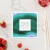 Schuif met groene en blauwe kieuw en lijst bruilof servet (Insitu)