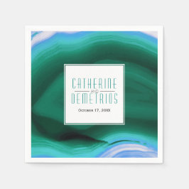 Schuif met groene en blauwe kieuw en lijst bruilof servet