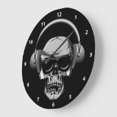 Schuif met hoofdtelefoon en zonnebrillen grote klok (Hoek)