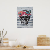Schuif met hydrangebloemen en vlinders poster (Keuken)