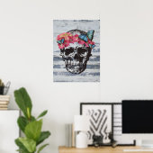 Schuif met hydrangebloemen en vlinders poster (Thuiskantoor)