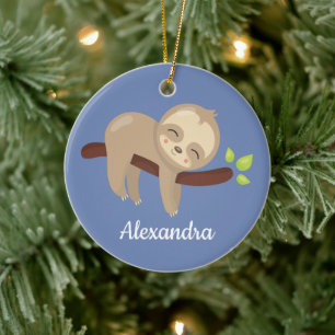 Schuif met klauter op de boom van het dier Kawaii Keramisch Ornament