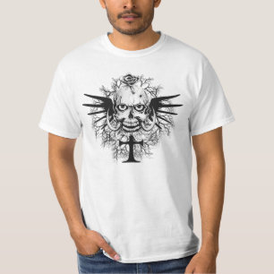 Schuif met Roos, hoorns, kruis, vleugelillustratie T-shirt