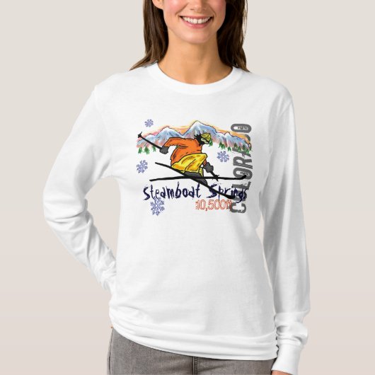 Schuif met steamboot Springs-skiphoed T-shirt (Voorkant)