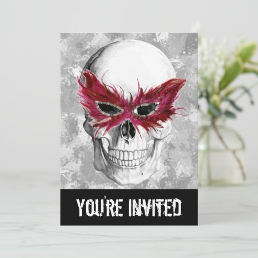 Schuif met vedermasker kaart (Staand voorkant)