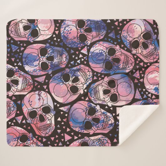 Schuif met veelhoekige siervoorwerpen. Halloween.  Sherpa Deken (Voorkant (horizontaal))