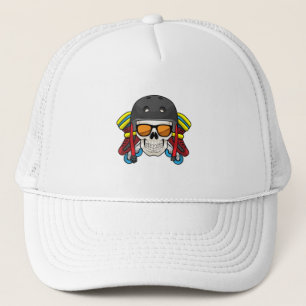 Schuif met zonnebrillen en gealigneerde schaatsen trucker pet