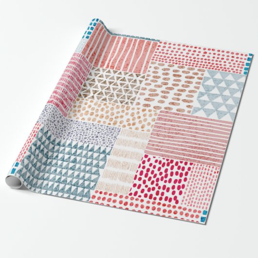 Schuif naadloos patroon in patchwork-stijl. Eenvou Cadeaupapier (Uitgerold)