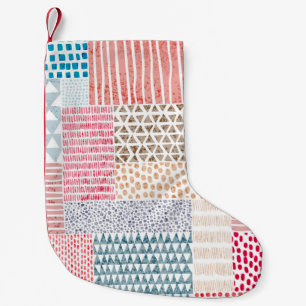 Schuif naadloos patroon in patchwork-stijl. Eenvou Kleine Kerstsok