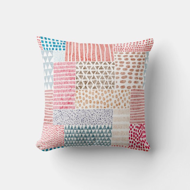 Schuif naadloos patroon in patchwork-stijl. Eenvou Kussen (Voorkant)
