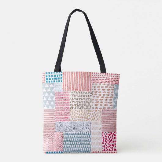 Schuif naadloos patroon in patchwork-stijl. Eenvou Tote Bag (Achterkant)