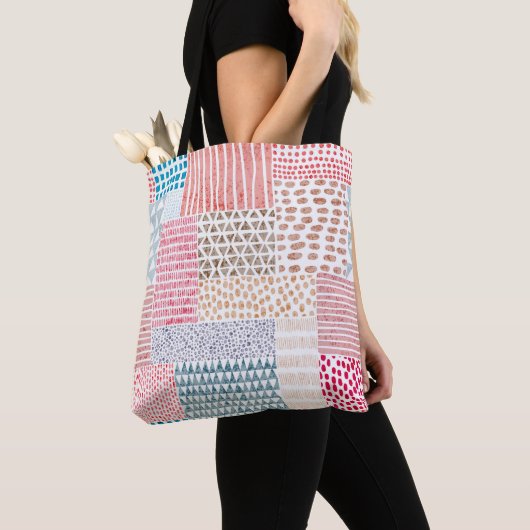 Schuif naadloos patroon in patchwork-stijl. Eenvou Tote Bag (Dichtbij)