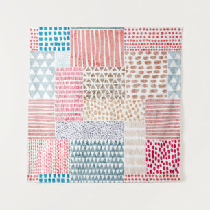 Schuif naadloos patroon in patchwork-stijl. Eenvou Wandkleed