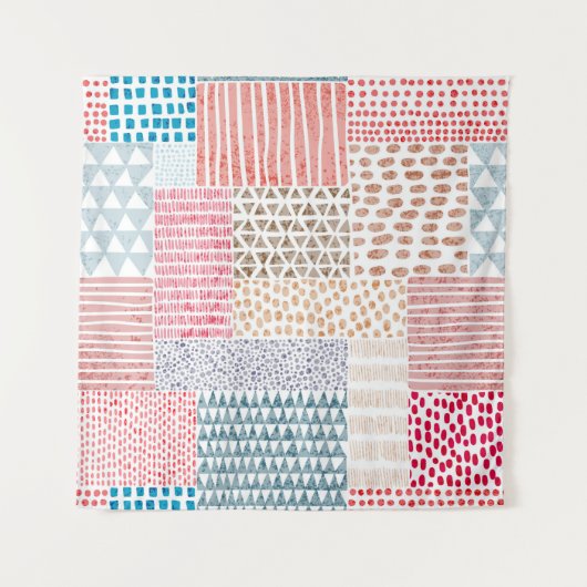 Schuif naadloos patroon in patchwork-stijl. Eenvou Wandkleed (Voorkant)