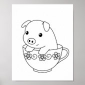 Schuif naar een teacup-kleurpagina poster (Voorkant)