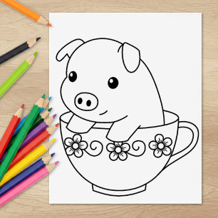 Schuif naar een teacup-kleurpagina rubberstempel