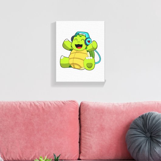 Schuif naar muziek met hoofdtelefoon canvas afdruk (Insitu (Woonkamer))