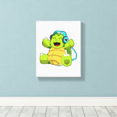 Schuif naar muziek met hoofdtelefoon canvas afdruk (Insitu (Houten vloer))