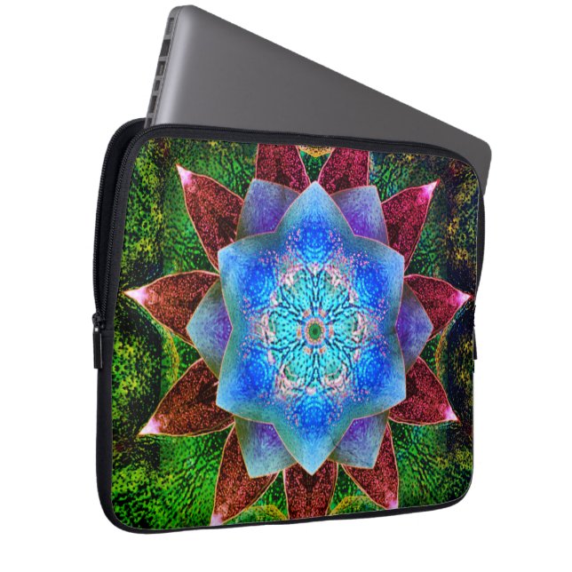 Schuif of roest de virtuele bloem laptop sleeve (Voorkant Rechts)