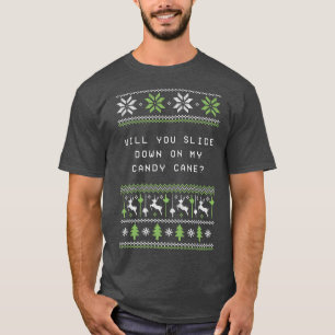 Schuif omlaag op mijn snoepriet met kerstjuffrouw t-shirt