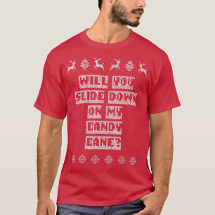 Schuif omlaag op mijn snoepriet met kerstjuffrouw t-shirt