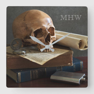 Schuif op de aangepaste monogram van Books Vierkante Klok