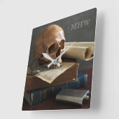 Schuif op de aangepaste monogram van Books Vierkante Klok (Hoek)