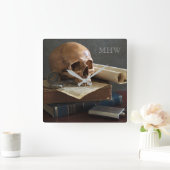 Schuif op de aangepaste monogram van Books Vierkante Klok (Huis)