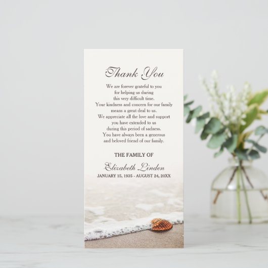 Schuif op het strand | Sympathie Hartelijk dank Bedankkaart (Staand voorkant)