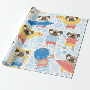 Schuif op vakantie. patroon met cartoon erop cadeaupapier