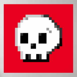 Schuif pixel art. 8-bits rood Poster