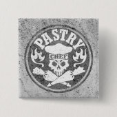 Schuif schedel en gewas gebak grijs vierkante button 5,1 cm (Voorkant)