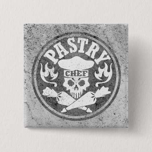 Schuif schedel en gewas gebak grijs vierkante button 5,1 cm (Voorkant)