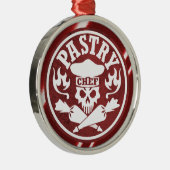 Schuif schedel en gewas gebak rode tassen metalen ornament (Rechts)