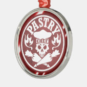 Schuif schedel en gewas gebak rode tassen metalen ornament (Links)