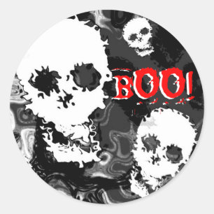 Schuif Specters B & W 'BOO!' sticker rode tekst