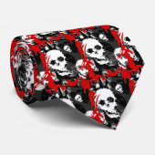 Schuif Specters B&W stropdas betegeld (rode achter (Opgerold)