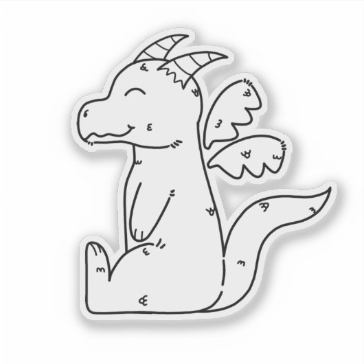 Schuif twee dikke Cartoon dragon line art Sticker (Voorkant)