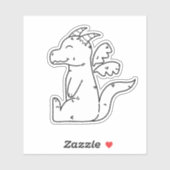 Schuif twee dikke Cartoon dragon line art Sticker (Vel)