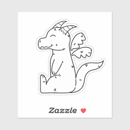 Schuif twee dikke Cartoon dragon line art Sticker (Vel)