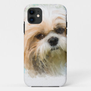 Schuif Tzu Dog Water Color Art Schilderen iPhone 11 Hoesje