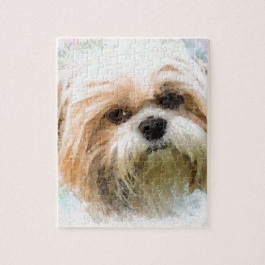 Schuif Tzu Dog Water Color Art Schilderen Legpuzzel (Verticaal)