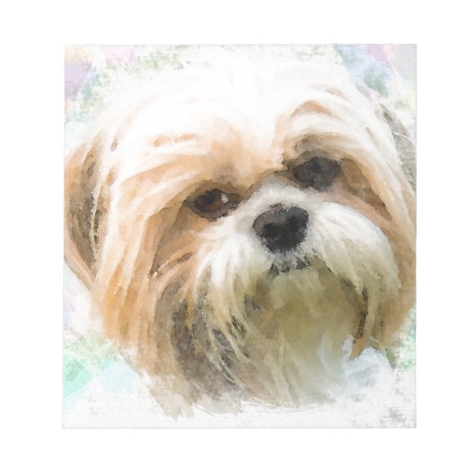 Schuif Tzu Dog Water Color Art Schilderen Notitieblok (Voorkant)