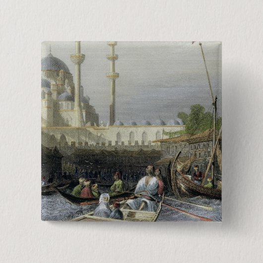 Schuif van Sultana Valide uit de haven, gegraveerd Vierkante Button 5,1 Cm (Voorkant)