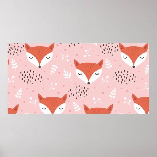 Schuif vos naadloos, met de hand getrokken bos van poster (Voorkant)