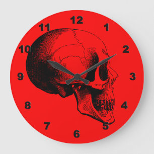 Schuif wandklok, rood grote klok