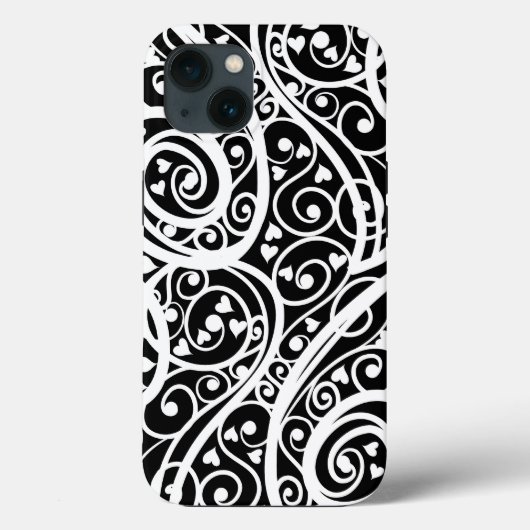 Schuif zwart wit harten liefde achtergronddesign Case-Mate iPhone case (Achterkant)
