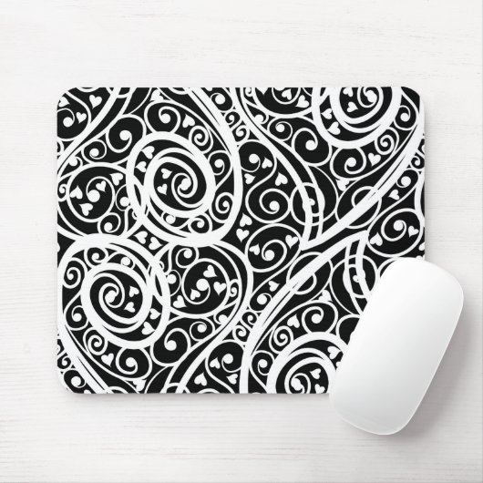 Schuif zwart wit harten liefde achtergronddesign muismat (Met muis)